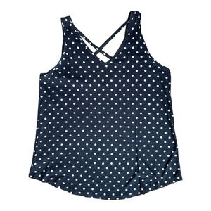 LOFT Navy Polka Dot Tank Top